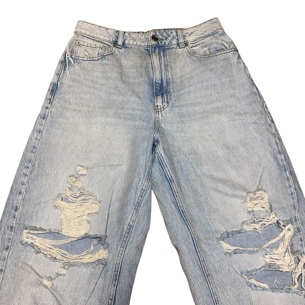 Garage High Rise Baggy Distressed Denim Jeans in Colour Briar Blue 31" Waist - Picture 3 of 12